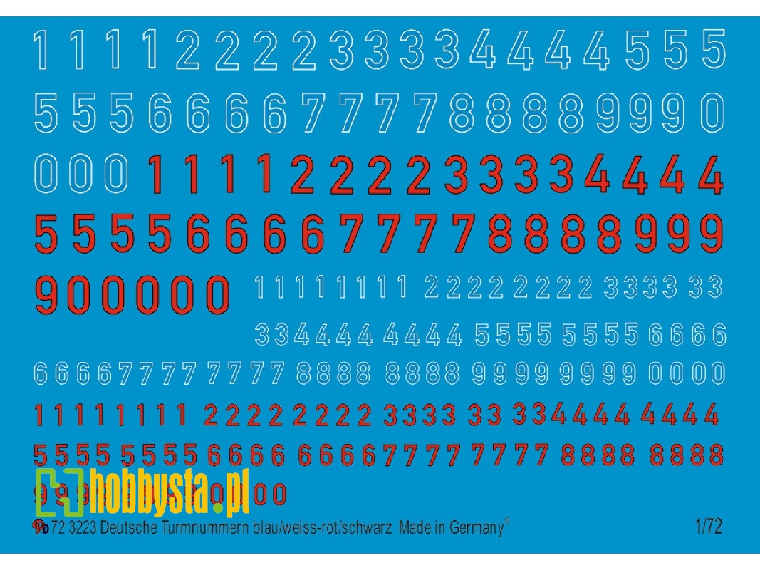 German Turret Numbers Blue/White - Red/Black - zdjęcie 1