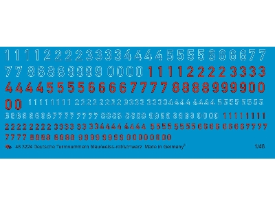 German Turret Numbers Blue/White - Red/Black - zdjęcie 1