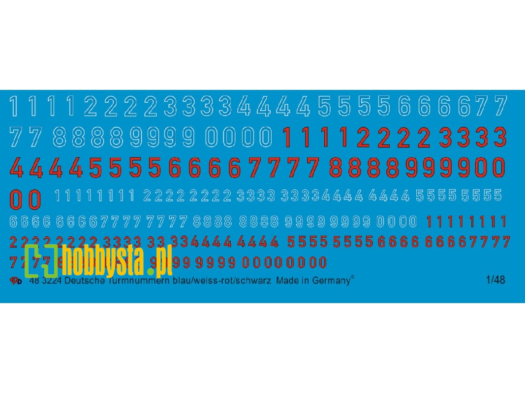 German Turret Numbers Blue/White - Red/Black - zdjęcie 1