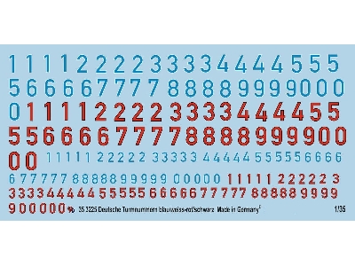 German Turret Numbers Blue/White - Red/Black - zdjęcie 1