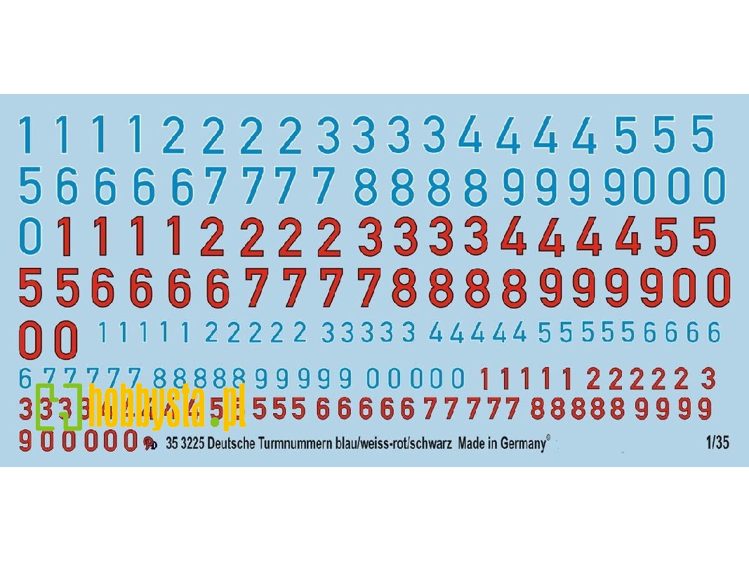 German Turret Numbers Blue/White - Red/Black - zdjęcie 1