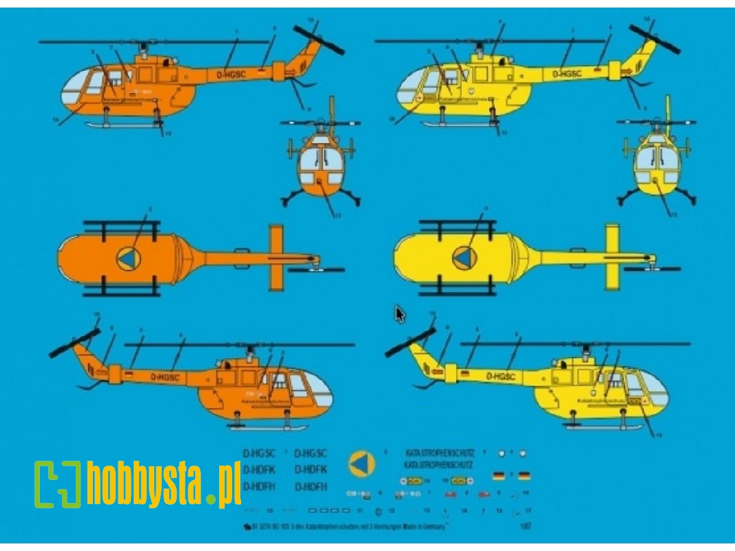Bo 105 S Rescue Helicopter Of The Basic German Air Rescue With Three Different Codes - zdjęcie 1