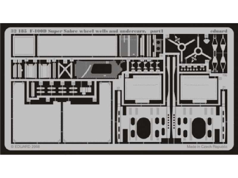  F-100D wheel wells and undercarriage 1/32 - Trumpeter - blaszki - zdjęcie 1