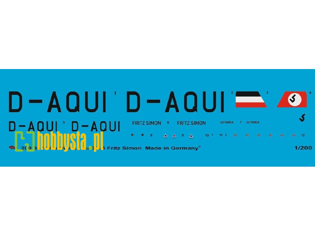 Ju 52/3 Lufthansa D-aqui Fritz Simon For The Zvezda Model - zdjęcie 1