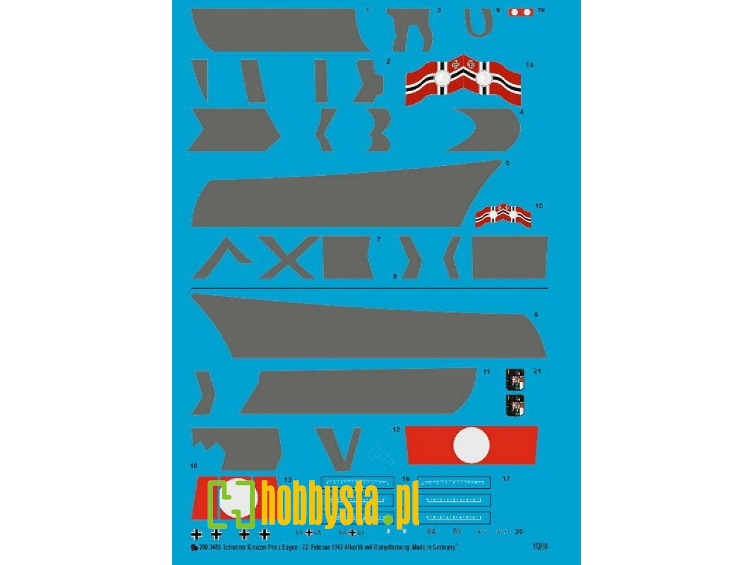 German Heavy Cruiser Prinz Eugen With Body Camo 22. February 1942 In The Atlantic, For The Hachett Model - zdjęcie 1