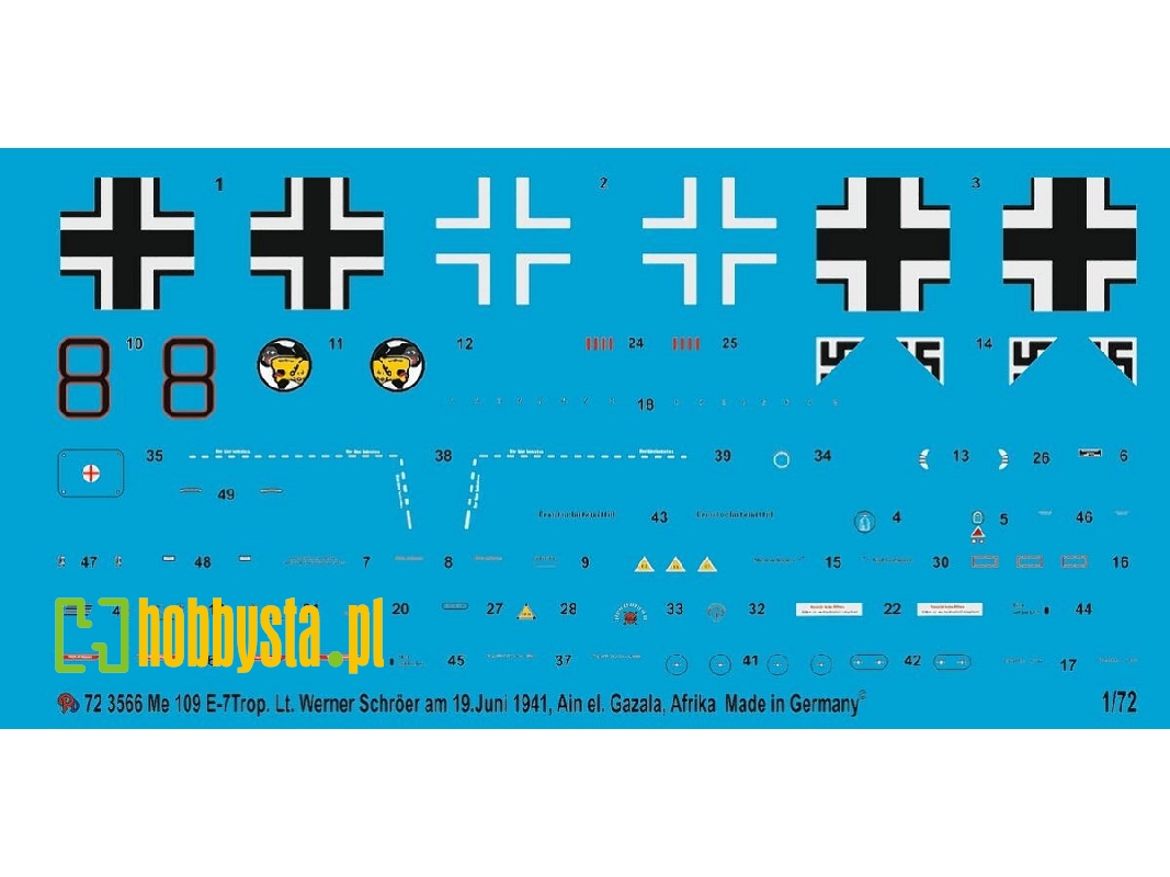 Bf 109 E-7 Trop Lt. Werner Schröer 19.07.1941, Ain El. Gazala, Africa Jg 27 - zdjęcie 1