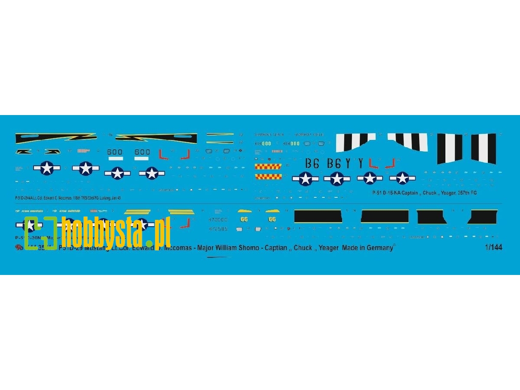 3 P 51 D Mustang Lt. Col. Edward O. Mccomas - Major William Shomo - Captain "chuck" Yeager - zdjęcie 1