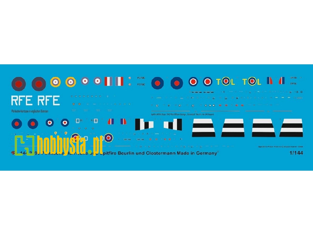 3 English Fighters - 1 Polish Hurricane And Spitfire Screwball Beurlin And Clostermann - zdjęcie 1