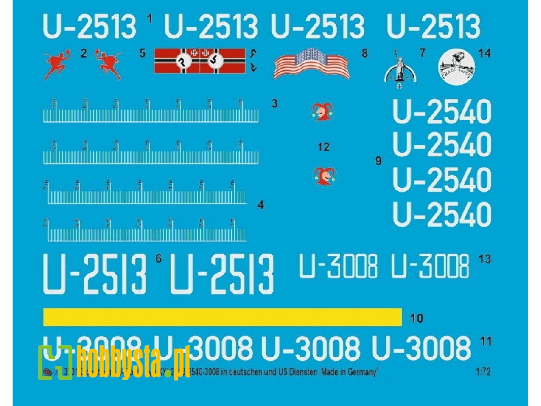3 German U-boot Type Xxi 2513-2540-3008 In German And Us Service - zdjęcie 1