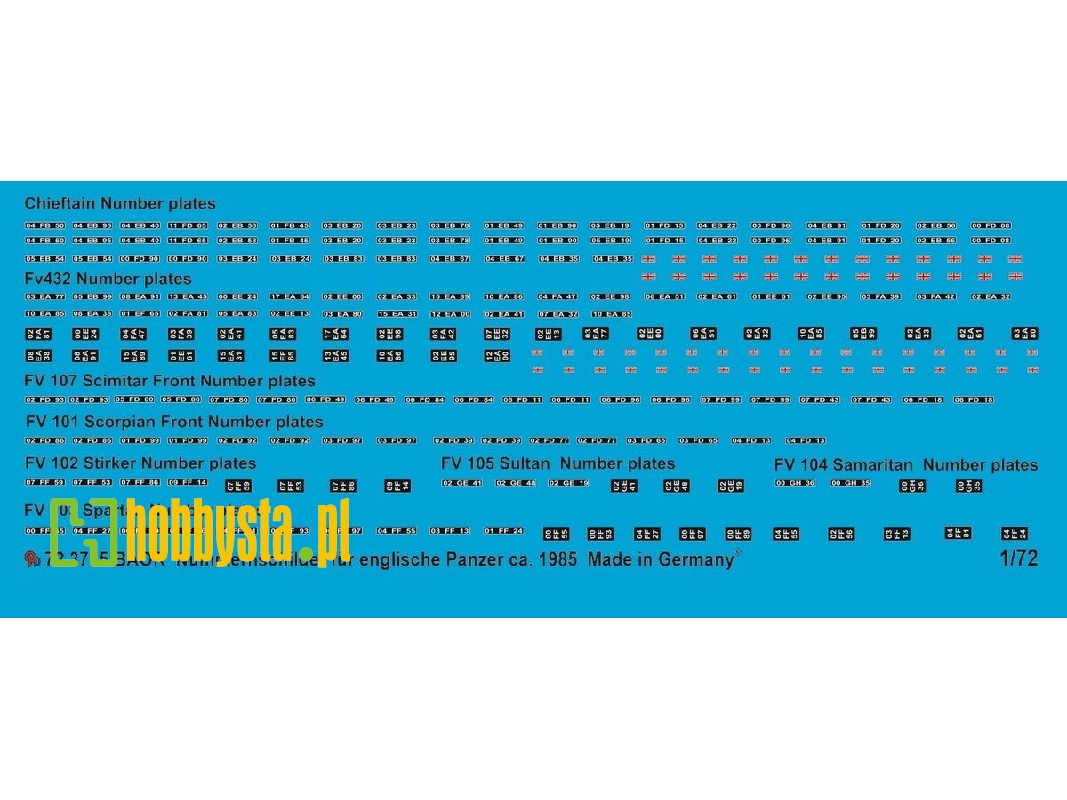 Baor Number Plates For English Tanks Around 1985 - zdjęcie 1