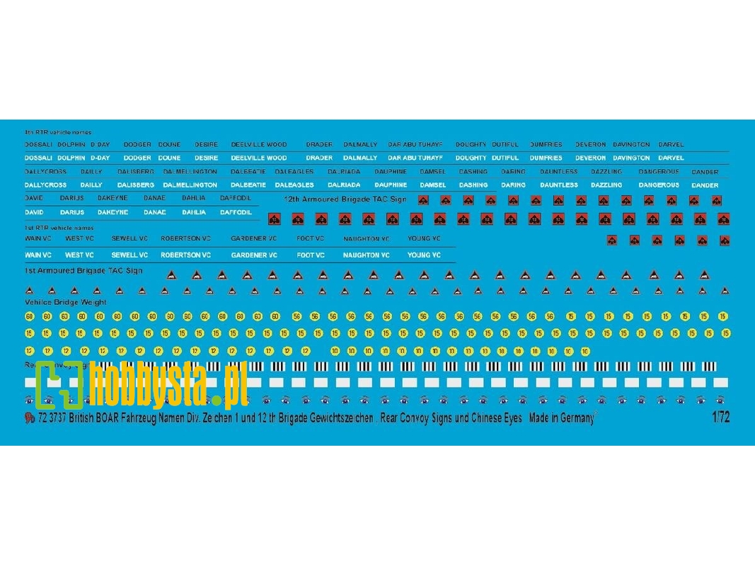 Baor Vehicle Names, Div. Markings 1st And 12th Brigade, Weight Signs, Rear Convoy Signs, Chinese Eyes - zdjęcie 1