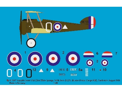 Sopwith Camel Usa Elliot White Springs, 148th Aero, D8250 (Ruston Proctor, Clerget 9bf), France, August 1918 - zdjęcie 1