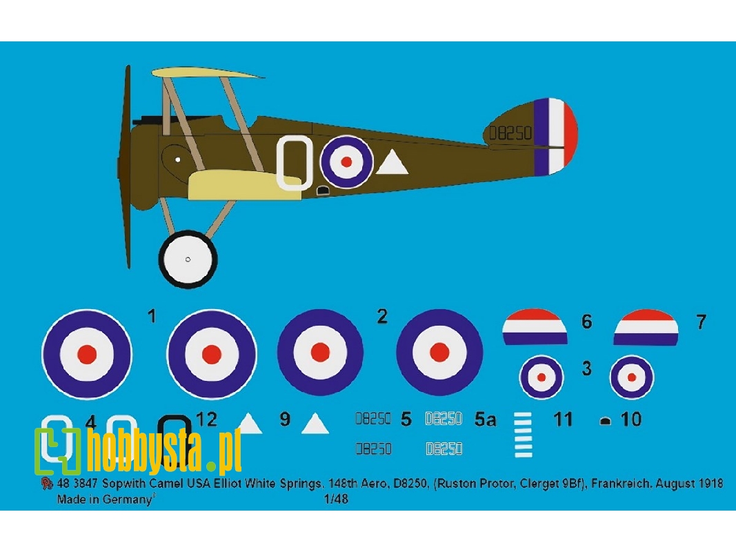 Sopwith Camel Usa Elliot White Springs, 148th Aero, D8250 (Ruston Proctor, Clerget 9bf), France, August 1918 - zdjęcie 1