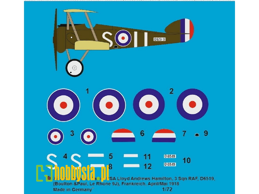 Sopwith Camel Usa, Lloyd Andrews Hamilton 3 Sqn Raf, D6519 (Boulton And Paul, Le Rhone 9j), France, April/May 1918 - zdjęcie 1