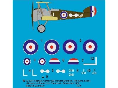 Sopwith Camel Usa, Howard Burdick, 17th Aero, F2141 (Hooper, Le Rhone 9j), France, September 1918 - zdjęcie 1