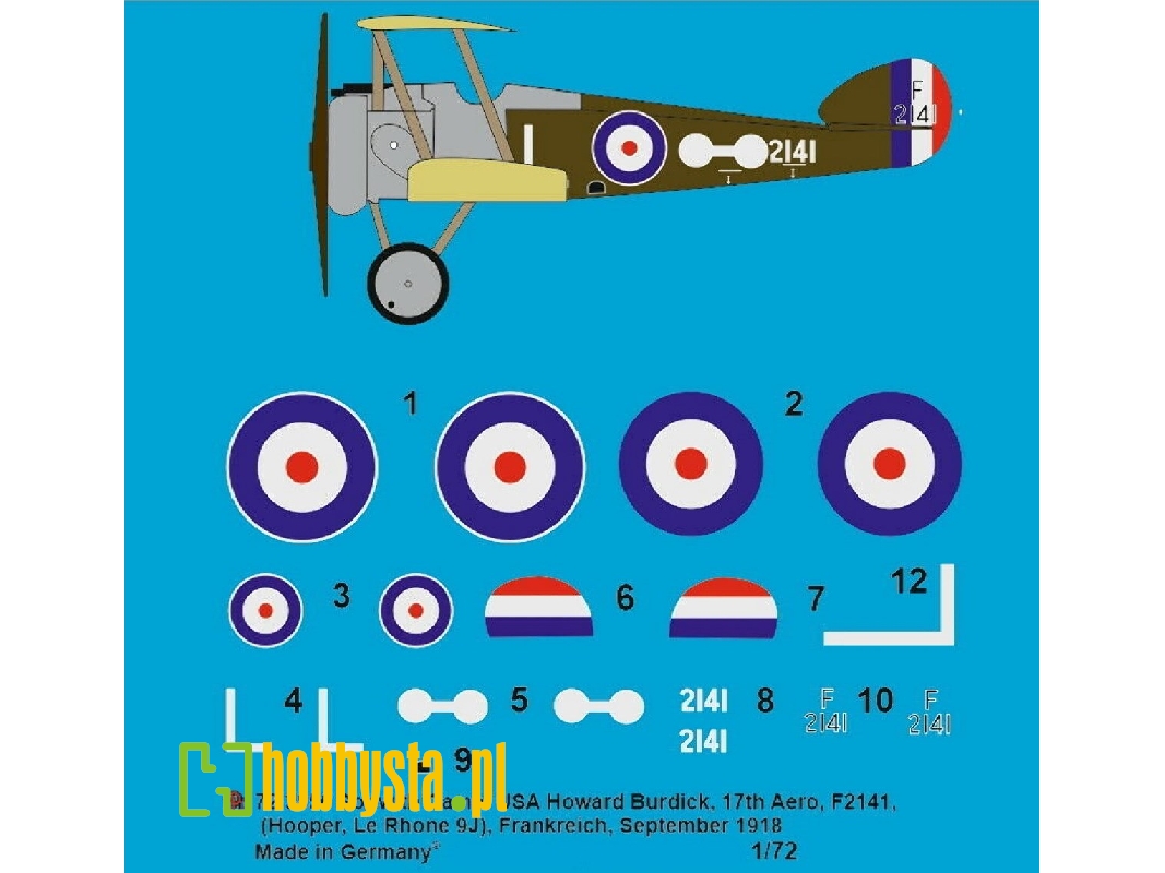 Sopwith Camel Usa, Howard Burdick, 17th Aero, F2141 (Hooper, Le Rhone 9j), France, September 1918 - zdjęcie 1
