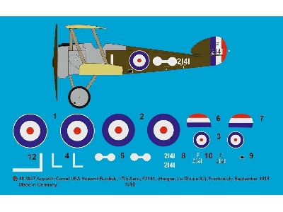 Sopwith Camel Usa, Howard Burdick, 17th Aero, F2141 (Hooper, Le Rhone 9j), France, September 1918 - zdjęcie 1
