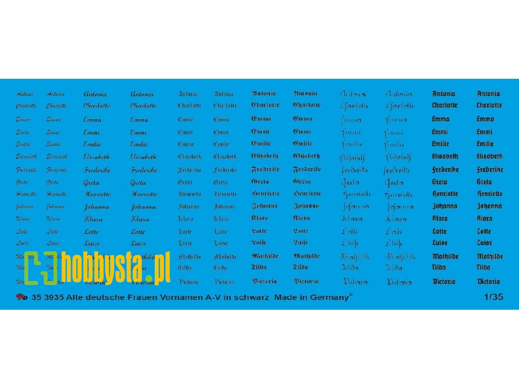Old German Woman Names A-v In Black In Different Fonts - zdjęcie 1