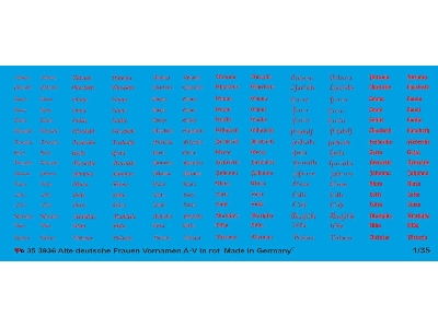 Old German Woman Names-v In Red In Different Fonts - zdjęcie 1