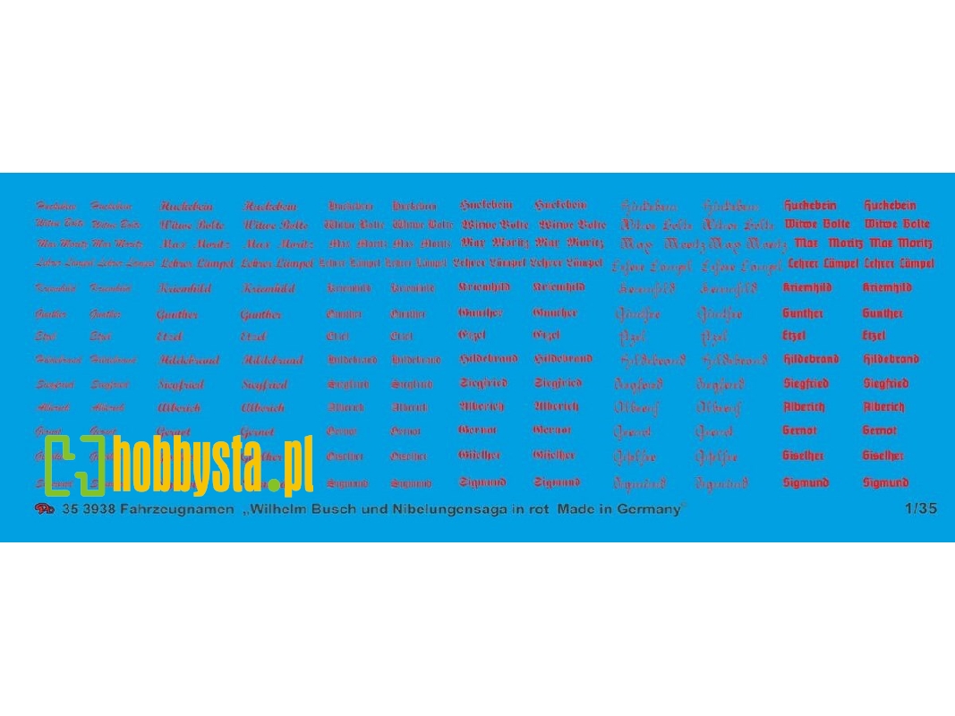 Vehicle Names Wilhelm Busch And Nibelungensage In Red - zdjęcie 1