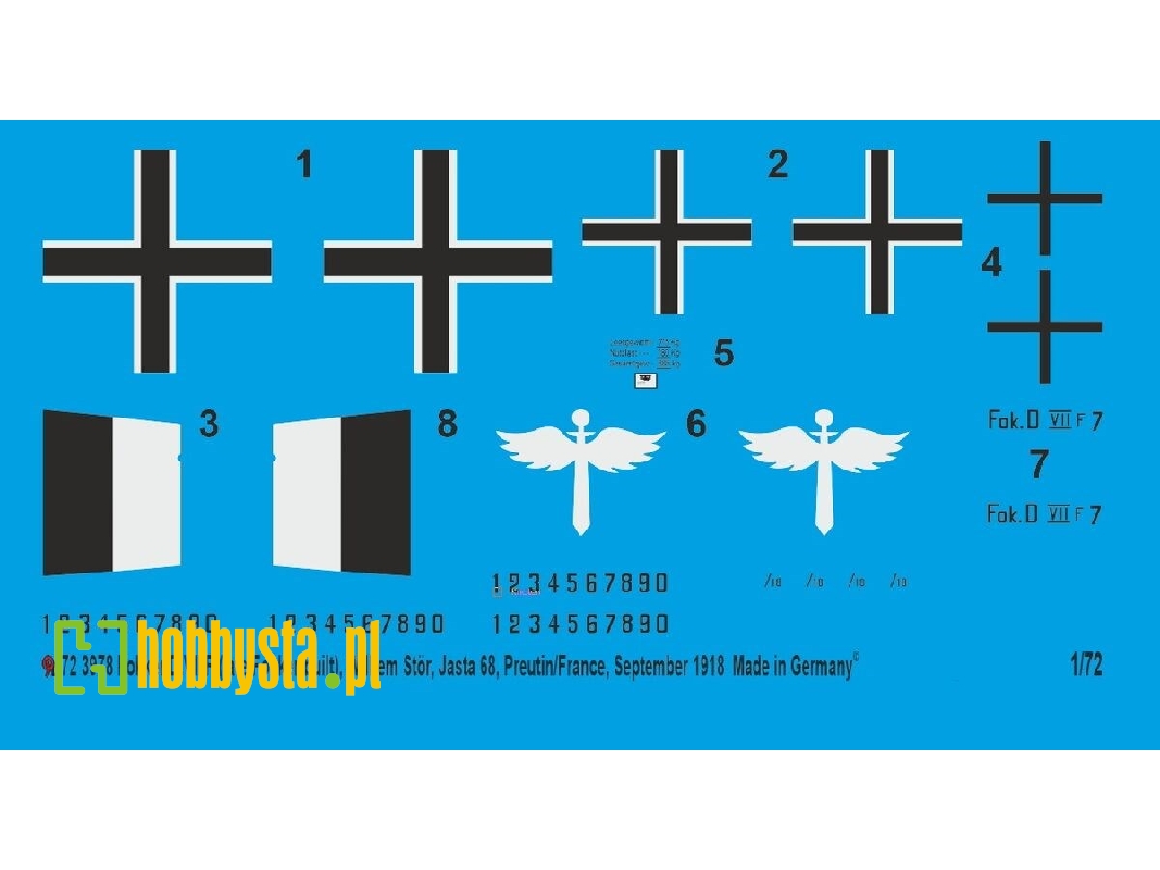 Fokker D.Vii F (Late Fokker Build), Wilhelm Stör, Jasta 68, Preutlin/France, September 1918 - zdjęcie 1