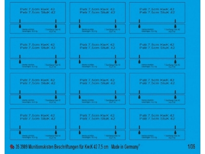 Ammo Box Markings For Kwk 42 7.5 Cm - zdjęcie 1