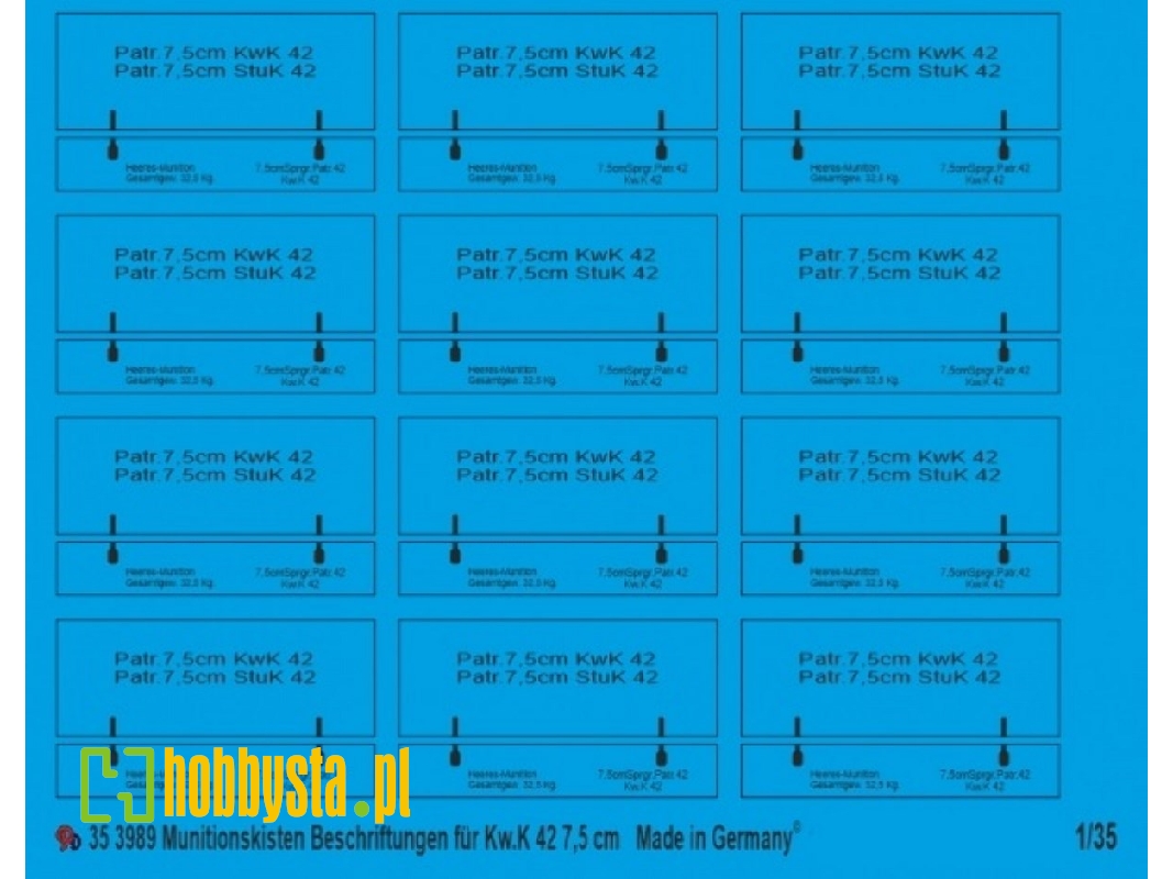 Ammo Box Markings For Kwk 42 7.5 Cm - zdjęcie 1