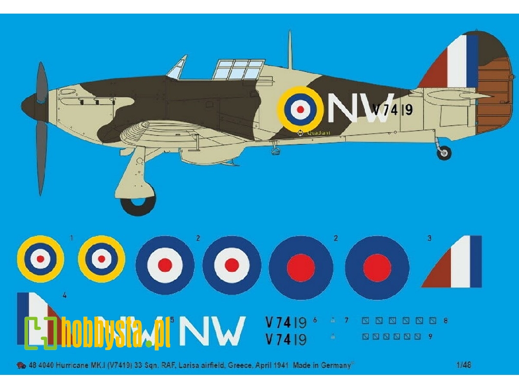 Hurricane Mk.I (V7419) 33 Sqn, Raf, Larisa Airfield, Greece, April 1941 - zdjęcie 1