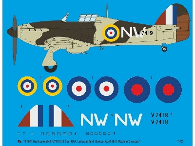 Hurricane Mk.I (V7419) 33 Sqn, Raf, Larisa Airfield, Greece, April 1941 - zdjęcie 1