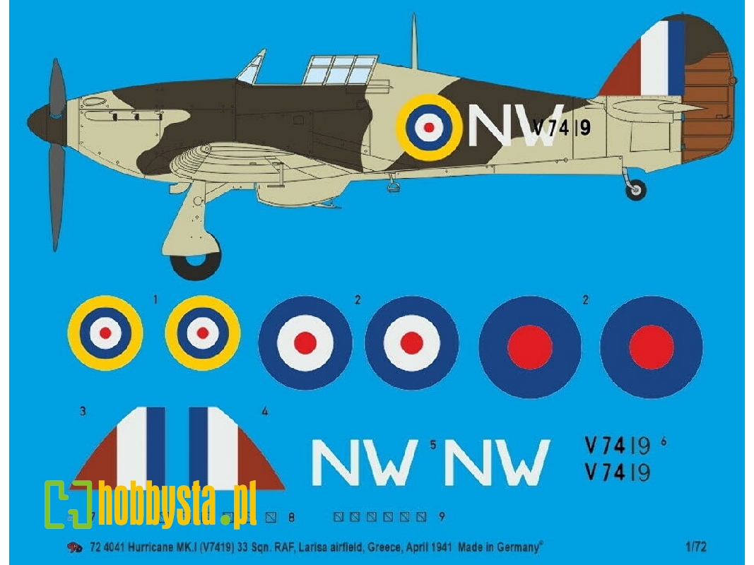 Hurricane Mk.I (V7419) 33 Sqn, Raf, Larisa Airfield, Greece, April 1941 - zdjęcie 1