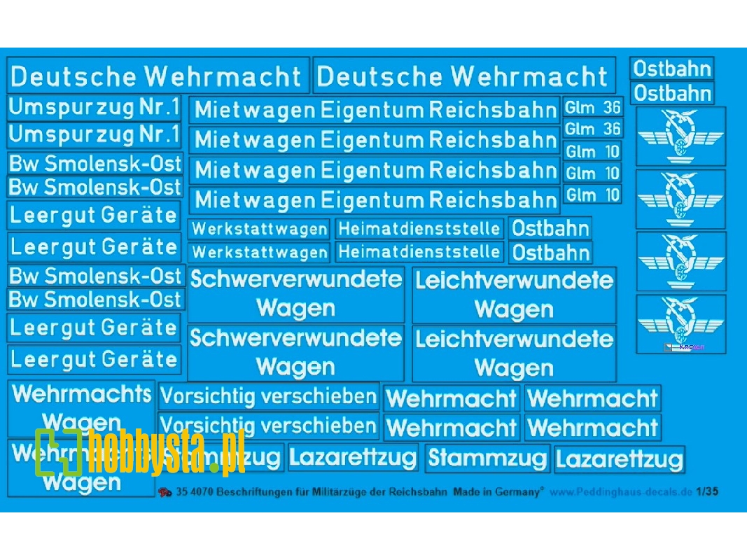 Lettering For Military Trains Of The Reichsbahn - zdjęcie 1