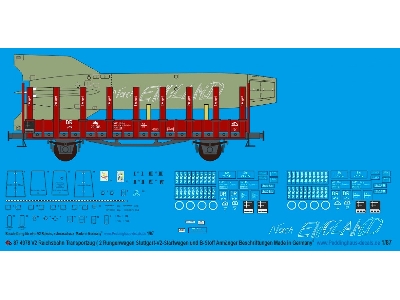 Reichsbahn Transport Train For V2 (2 Stake Wagons Stuttgart-v2 Lettering-sd. Kfz 7 With Starting Structure And B-material Attach