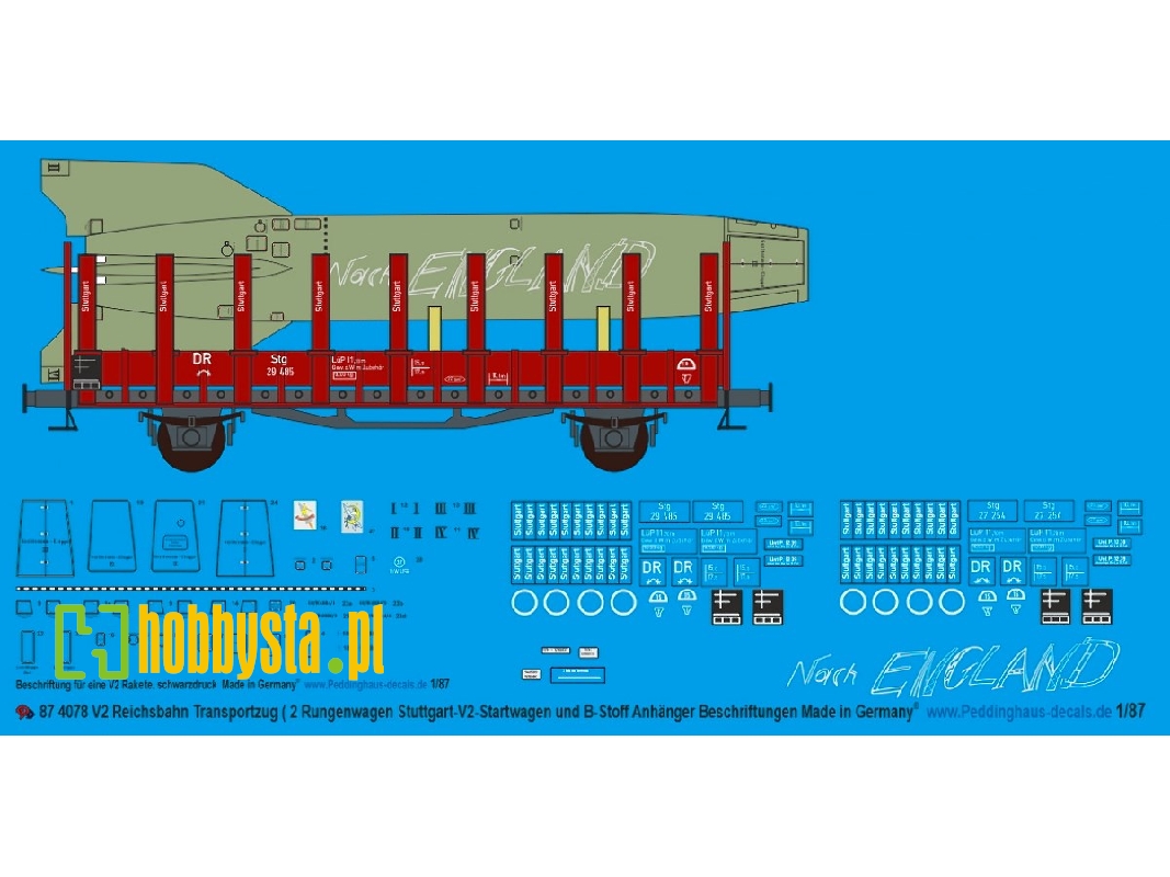 Reichsbahn Transport Train For V2 (2 Stake Wagons Stuttgart-v2 Lettering-sd. Kfz 7 With Starting Structure And B-material Attach