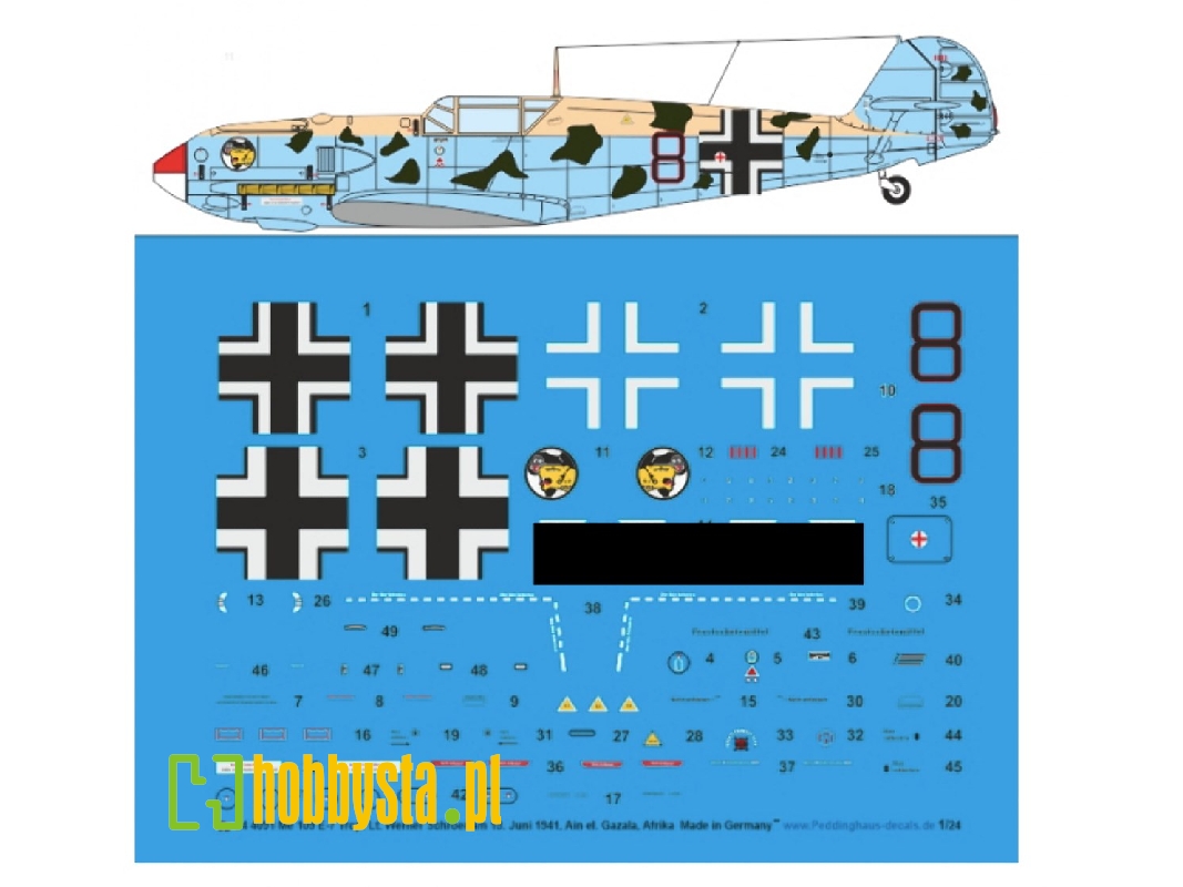 Bf 109 E-7 Trop Lt. Werner Schröer 19.07.1941, Ain El. Gazala, Afrika Jg 27 - zdjęcie 1