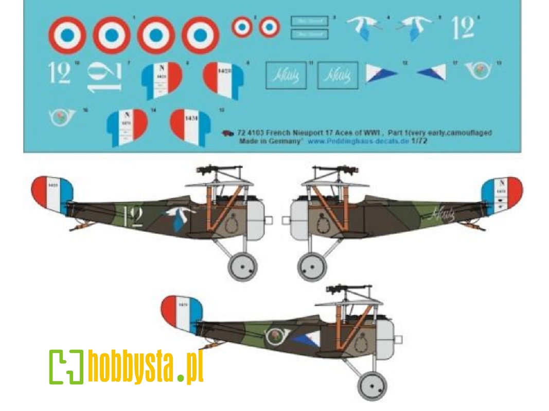 French Nieuport 17, Aces Of Wwi - Part 1 (Early, Camouflaged), Dorme - Se Sevin - Brocart - zdjęcie 1