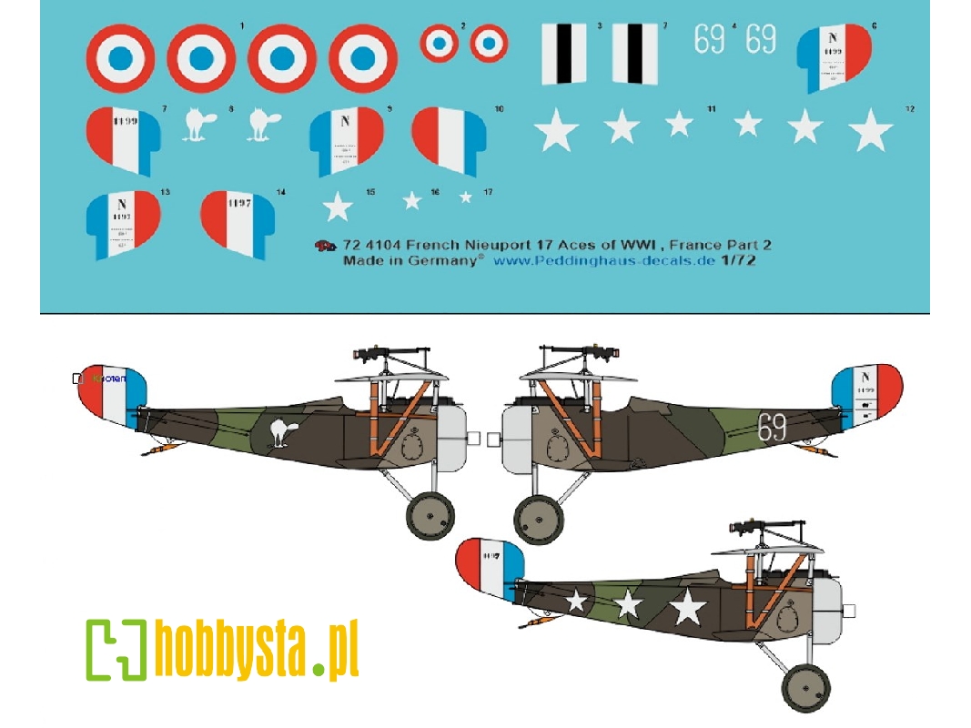French Nieuport 17, Aces Of Wwi - Part 2 (Early, Camouflaged), Massenet - Pendaries - Pillon - zdjęcie 1