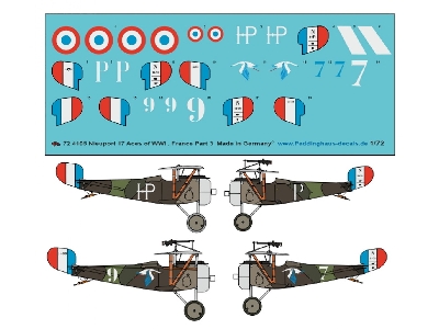 French Nieuport 17, Aces Of Wwi - Part 3 (Early, Camouflaged), Raymond/Lemaire/Auger - Peronneau - Pillon - zdjęcie 1