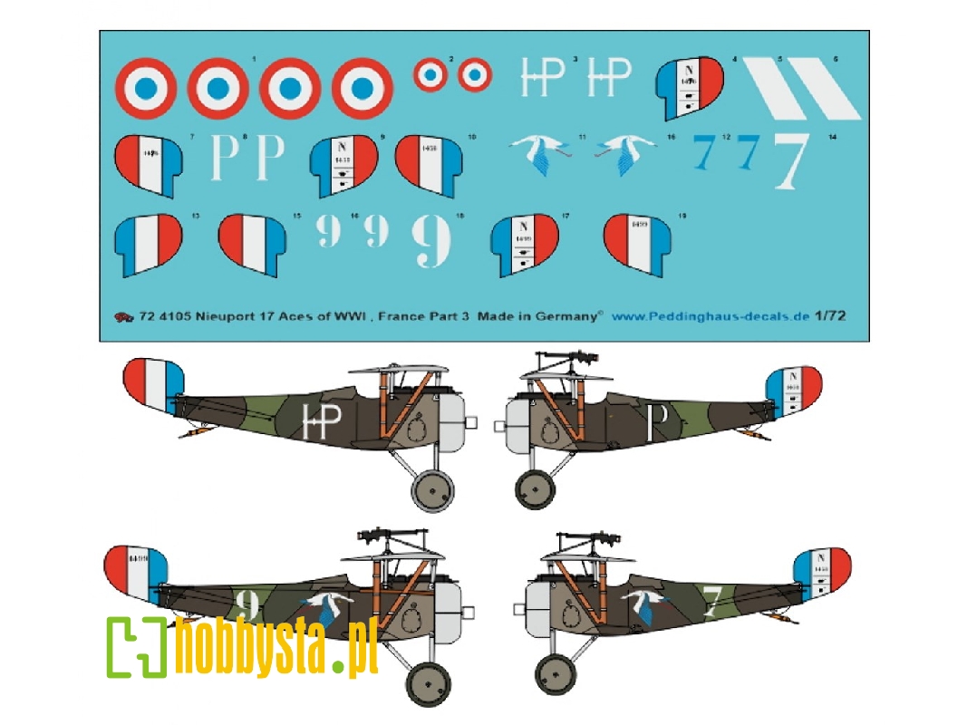 French Nieuport 17, Aces Of Wwi - Part 3 (Early, Camouflaged), Raymond/Lemaire/Auger - Peronneau - Pillon - zdjęcie 1
