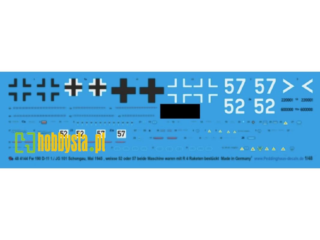 Fw 190 D-11-weisse 52 Or 57 1.Jg 101 Schongau, May 1945 Equipped With R 4m Rockets - zdjęcie 1