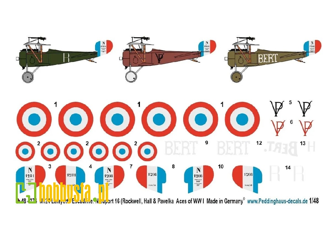 Nieuport N124 Lafayette Escadrille: Nieuport 16 (Rockwell, Hall And Pavelka) Aces Of Ww I - zdjęcie 1