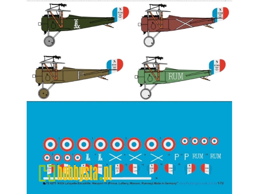 No 124 Lafayette Escadrille: Nieuport 11 (Prince, Lufbery, Masson- Rumsay) - zdjęcie 1