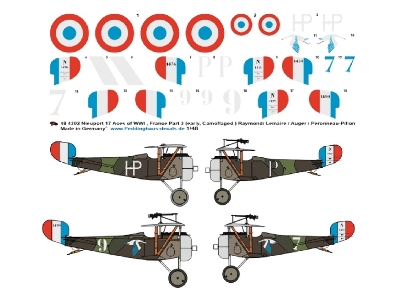 French Nieuport 17 Aces Of Wwi - Part 3 (Raymond/Lemaire/Auger- Peronneau -pillon) - zdjęcie 1