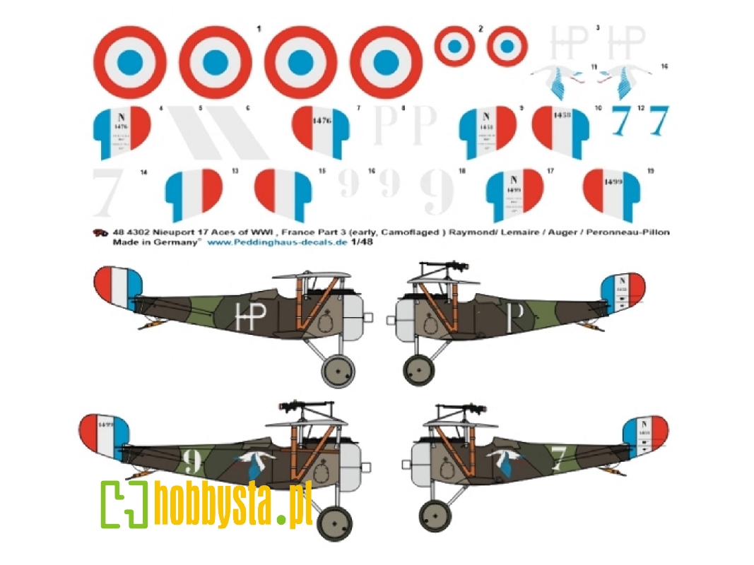 French Nieuport 17 Aces Of Wwi - Part 3 (Raymond/Lemaire/Auger- Peronneau -pillon) - zdjęcie 1
