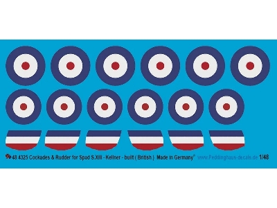 Cockades And Rudder For Spad S.Xiii - Kellner-built (British) - zdjęcie 1
