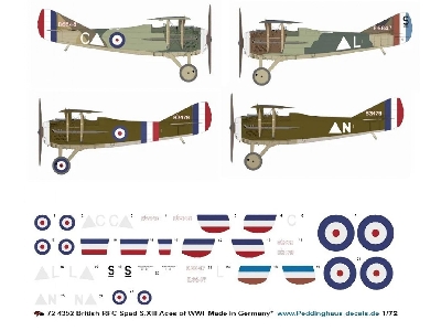 British Rfc Spad S.Xiii Aces Of Wwi (Fry/Macrae, Drewitt, Sowrey And Pidsley ) - zdjęcie 1