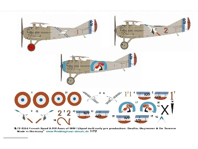 French Spad S. Xiii Aces Of Wwi (Spad-built, Early Pre-porduction: Deullin, Guynemer And De Turnnee) - zdjęcie 1