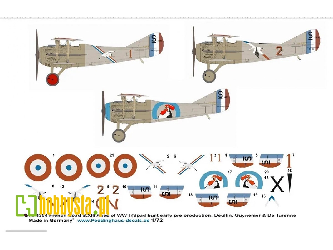 French Spad S. Xiii Aces Of Wwi (Spad-built, Early Pre-porduction: Deullin, Guynemer And De Turnnee) - zdjęcie 1