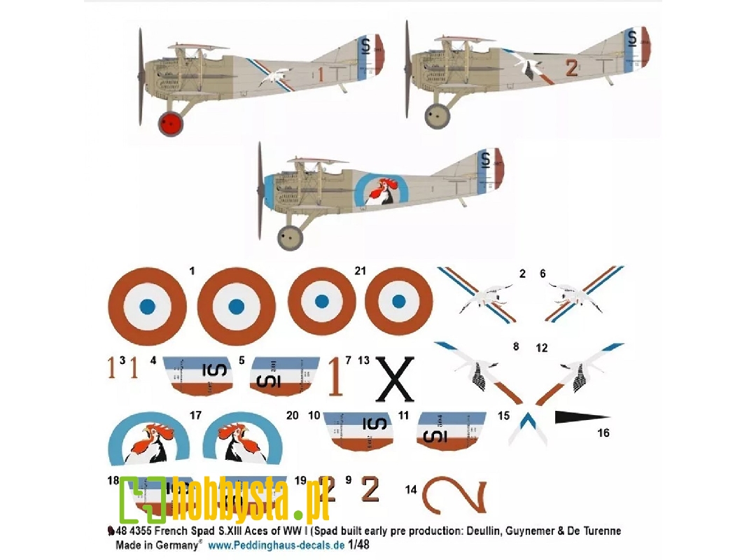 French Spad S. Xiii Aces Of Wwi (Spad-built, Early Pre-porduction: Deullin, Guynemer And De Turnnee) - zdjęcie 1