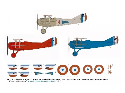 French Spad S. Xiii Aces Of Wwi (Spad-built, Late Pre-production: Madon, Douchy And Guerrier) - zdjęcie 1