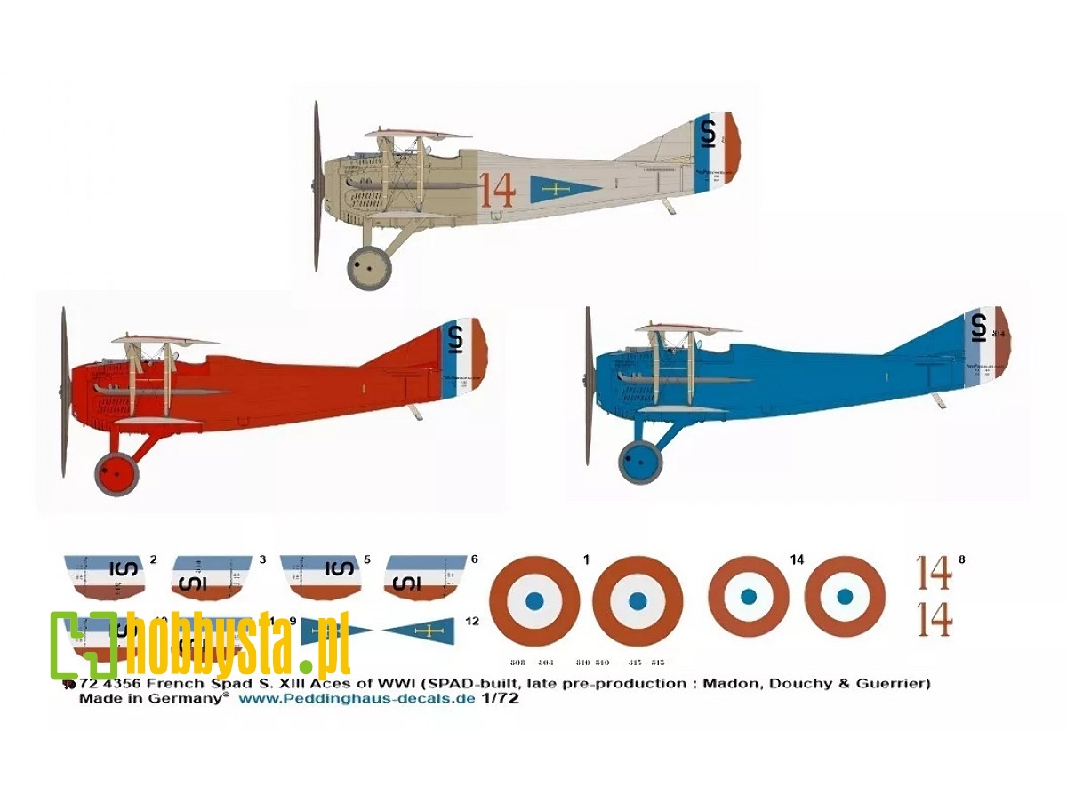 French Spad S. Xiii Aces Of Wwi (Spad-built, Late Pre-production: Madon, Douchy And Guerrier) - zdjęcie 1